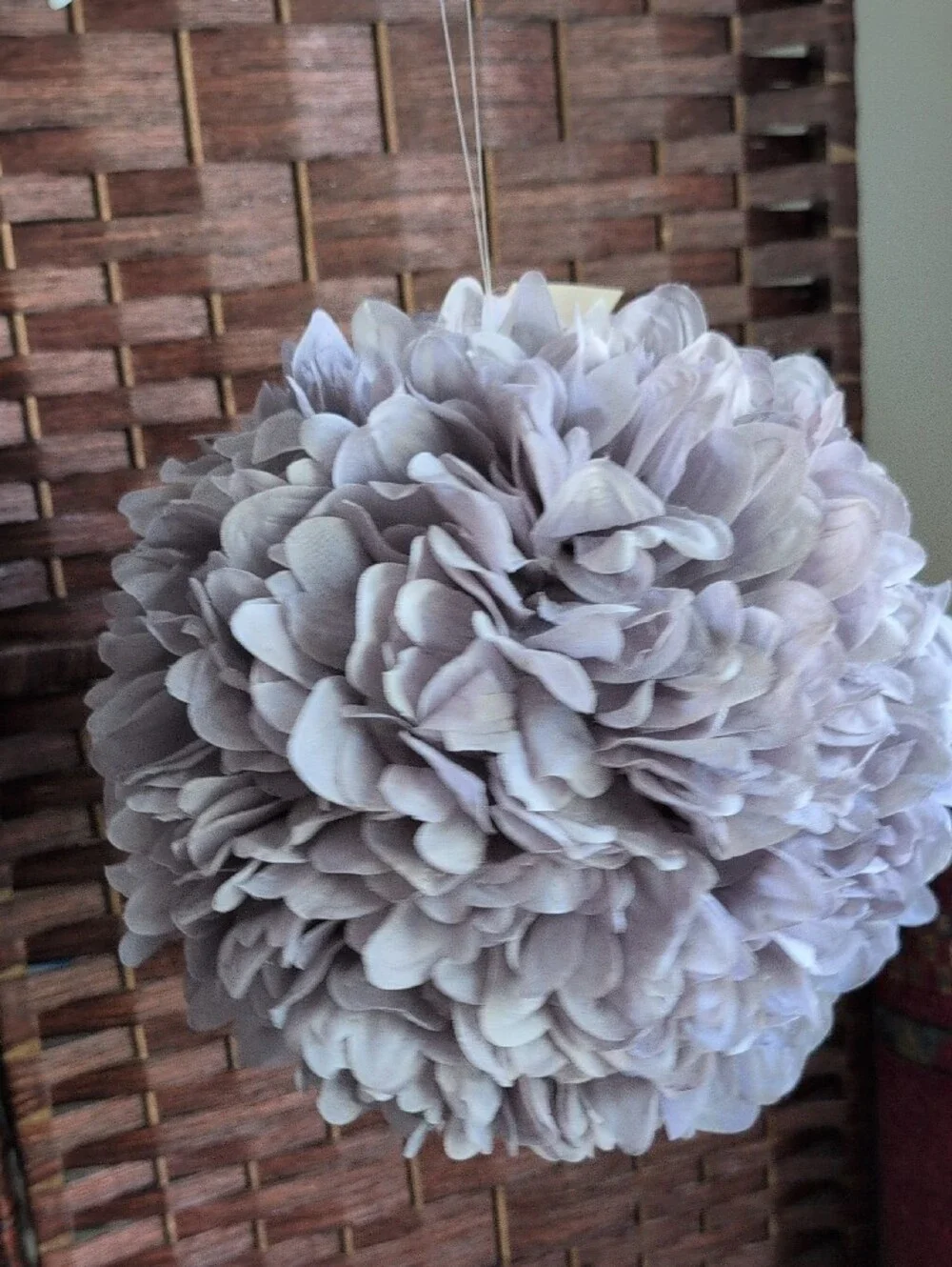 NWT Decorative Purple Gray Floral Pom Pom Hanging Accent - Picture 4 of 7